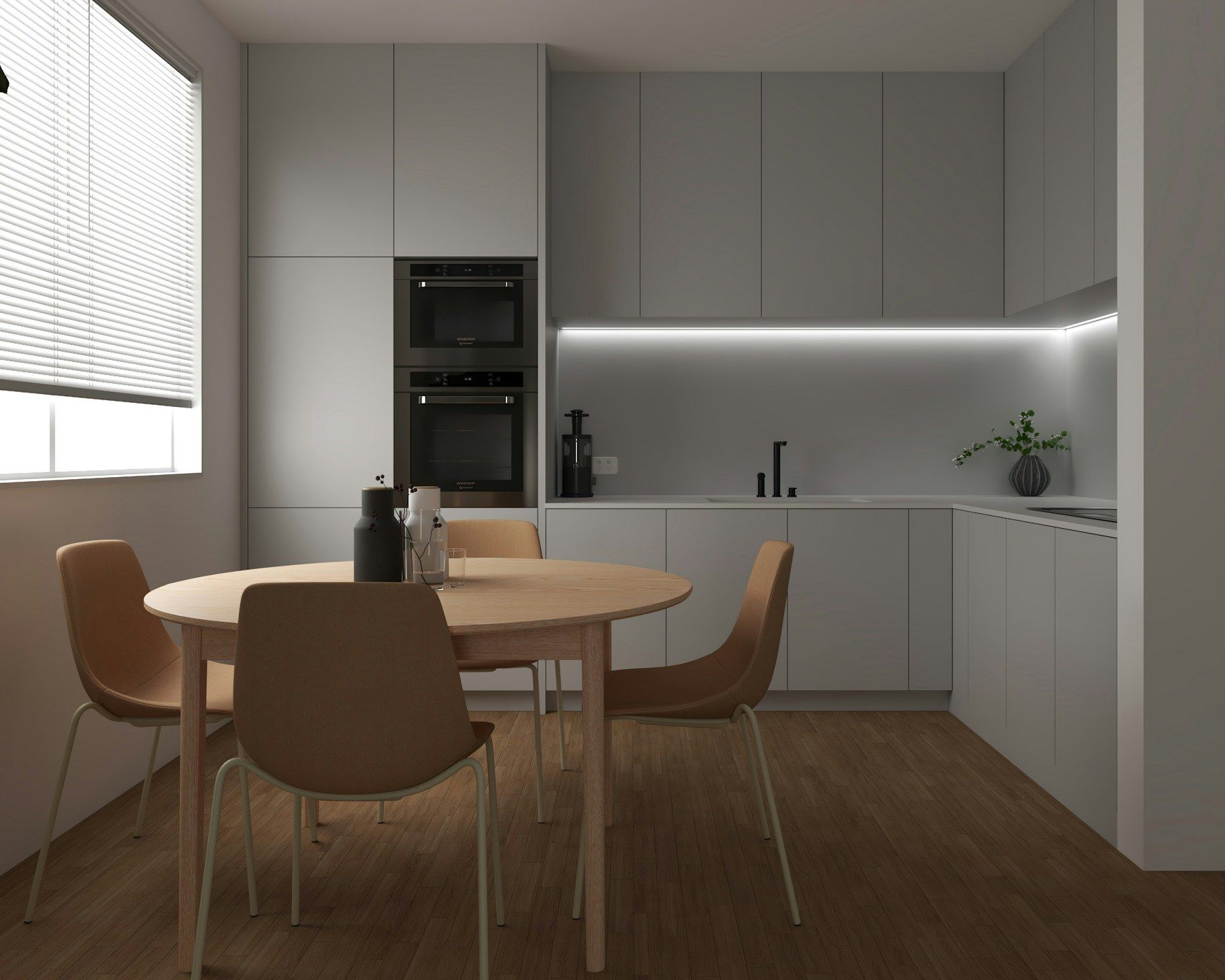 Kitchen with a round dining table